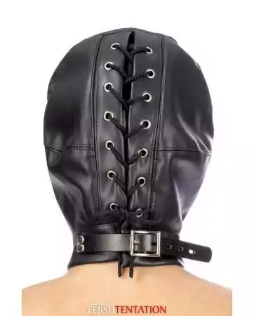 Cagoule BDSM simili cuir avec baillon amovible - Fetish Tentation Cagoule BDSM simili cuir avec baillon amovible - Fetish Tentation