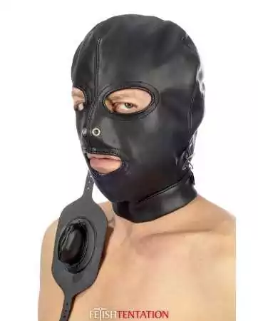 Cagoule BDSM simili cuir avec baillon amovible - Fetish Tentation Cagoule BDSM simili cuir avec baillon amovible - Fetish Tentation