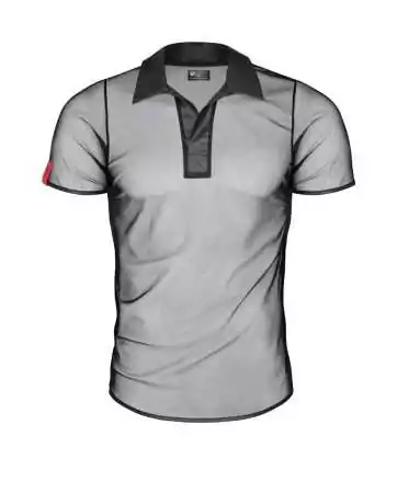 Polo en maille noire transparente - Regnes