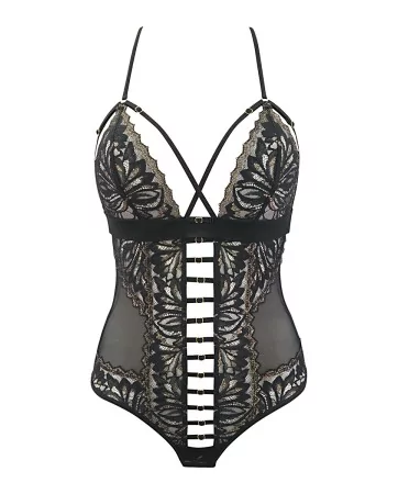 Body string tulle et dentelle noir V-10100 - Axami