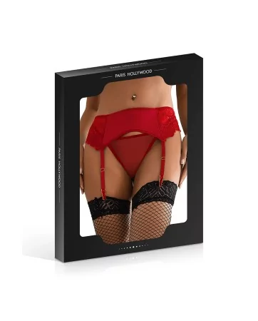 Porte-jarretelles en dentelle avec string rouge
