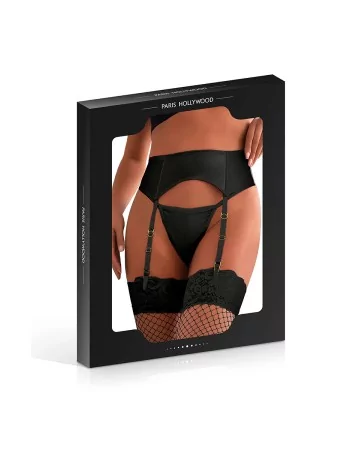 Porte-jarretelles wetlook avec string noir