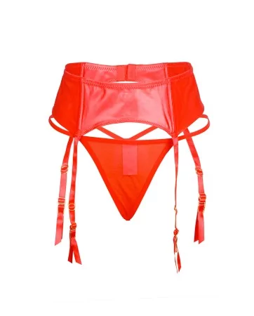 Porte-jarretelles wetlook avec string rouge