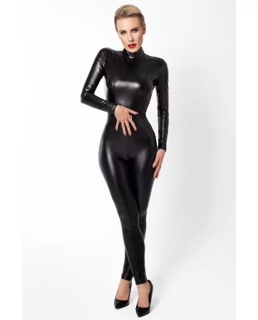 Combinaison intégrale Caged avec anneaux F319 wetlook