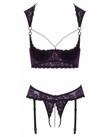 Ensemble lingerie ouverte violet - Cotelli Lingerie