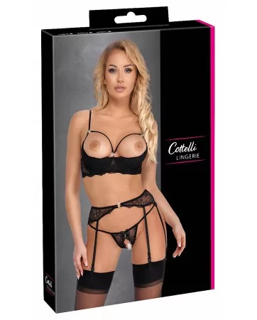 Ensemble lingerie ouverte noir - Cotelli Lingerie