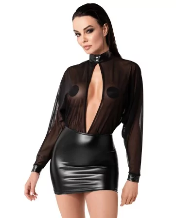 Mini robe Opium F348 wetlook et tulle