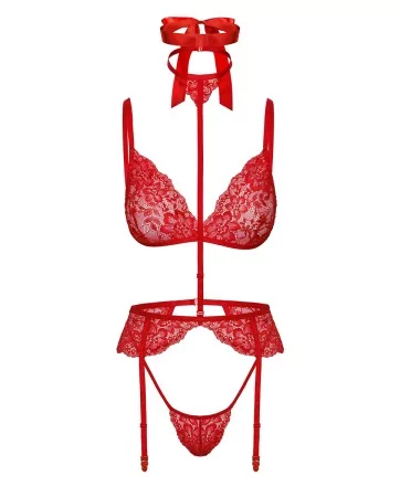 Ensemble 5 pièces Bondage Red Lace Kiss 243 - Kissable