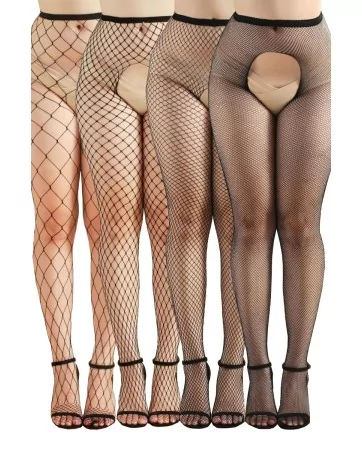 Pack 4 collants ouverts résille