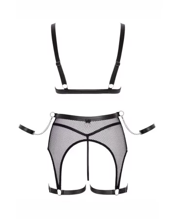 Ensemble Fetish noir en dentelle - Cotelli Bondage