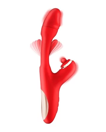 Joyfully red 3-in-1 rabbit vibrator - Yoba
