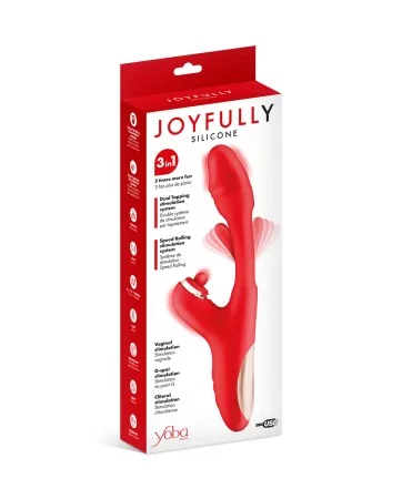 Vibromasseur rabbit 3-en-1 Joyfully rouge - Yoba Vibromasseur rabbit 3-en-1 Joyfully rouge - Yoba