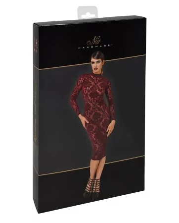 Robe fourreau en tulle floqué Kink Royal F384 - Noir Handmade