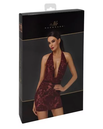 Mini robe dos nu en tulle floqué Kink Royal F385 - Noir Handmade