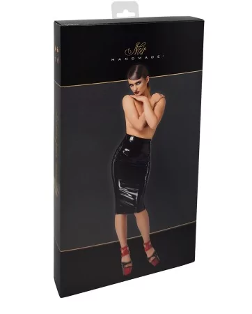 Jupe fendue en vinyle Dominae F378 - Noir Handmade