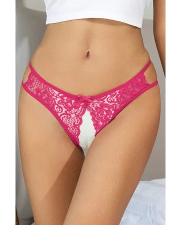 String ouvert dentelle Rose - Litolu Lingerie String ouvert dentelle Rose - Litolu Lingerie