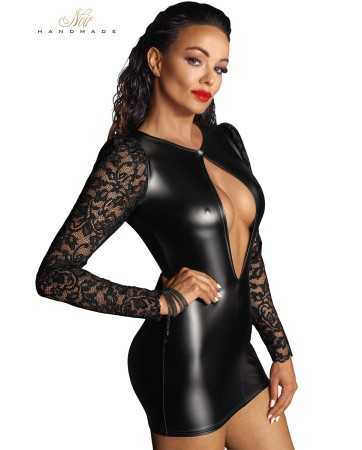 Mini robe wetlook et dentelle F25318790oralove