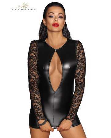 Mini robe wetlook et dentelle F25318790oralove