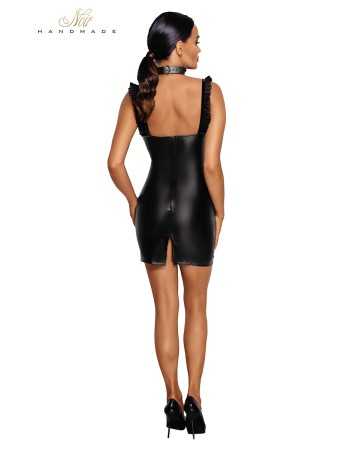 Robe courte wetlook et tulle F25718794oralove