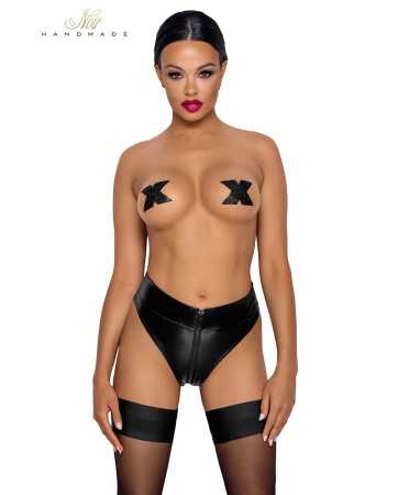Culotte tanga zipée en wetlook F26018797oralove